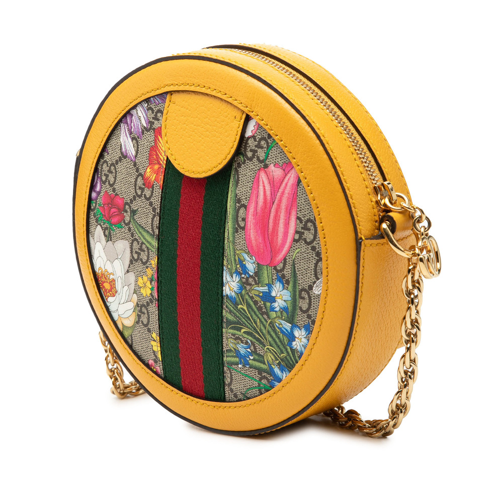 Pre-Loved Gucci Mini GG Supreme Flora Ophidia Round Crossbody - Picture 2 of 7